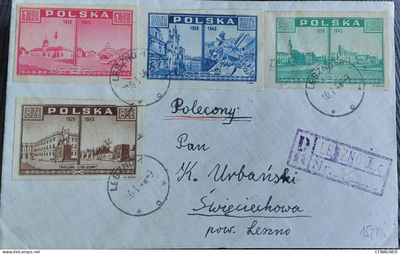 Set Of Stamps On Registered LESZNO - Covers & Documents