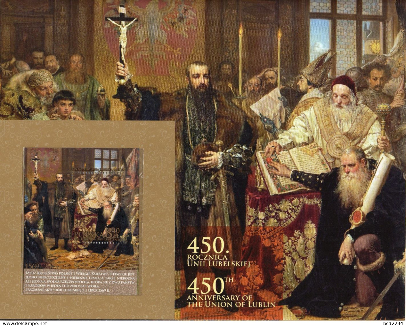 POLAND 2019 POLISH POST OFFICE LIMITED EDITION FOLDER: 450TH ANNIVERSARY OF UNION OF LUBLIN MS LITHUANIA KINGS ROYALS - Briefe U. Dokumente