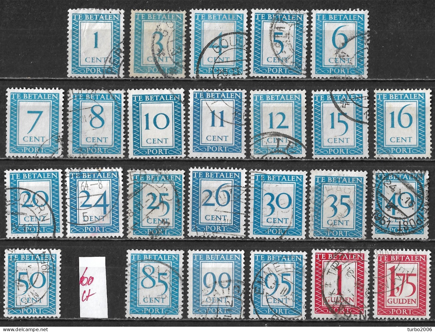 1958 Strafportzegels Bijna Complete Gestempelde Serie NVPH P 80/100 - 102/106 (60 Ct Ontbreekt) - Strafportzegels