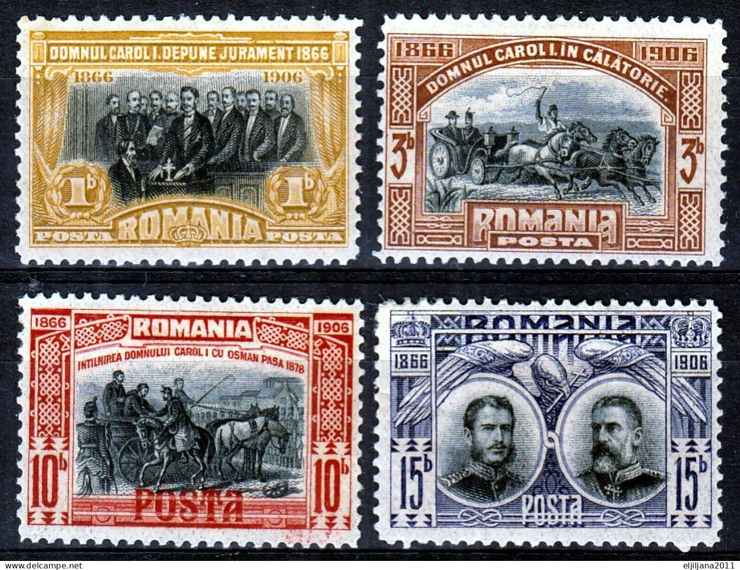 ⁕ Romania 1906 ⁕ 40th Anniversary Of Regency CARL I Mi. 187,188,190,191 ⁕ 4v MH - Neufs