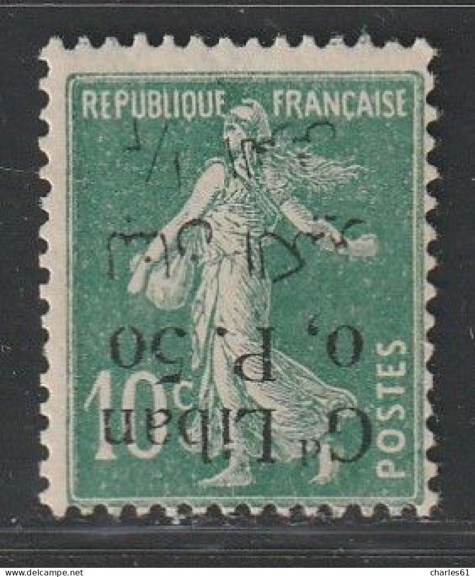 GRAND LIBAN - N°24a * (1924-25) VARIETE : Surcharge Renversée. Signé - Neufs