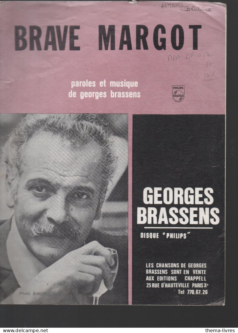 Partition GEORGES BRASSENS  Brave Margot  1952 (CAT 7004) - Canto (solo)