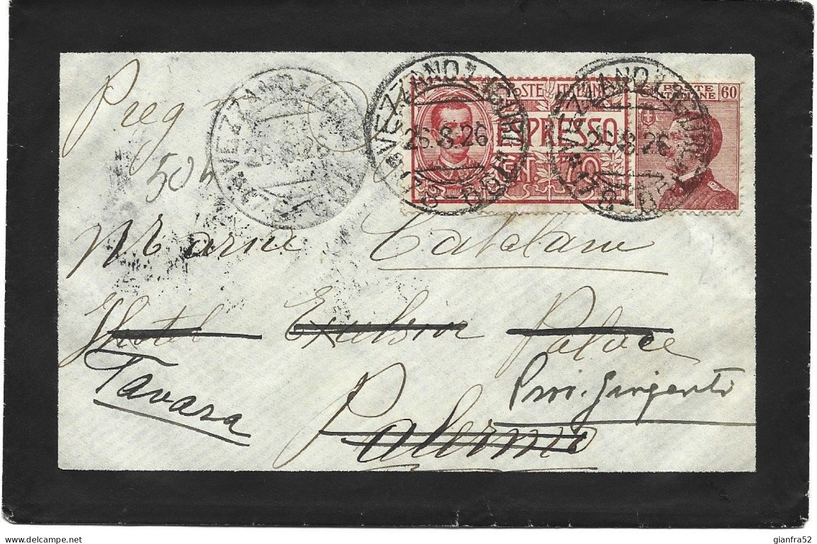 STORIA POSTALE 26/8/1926 LETTERA LIT 1,30 CON 60 CENT. MICHETTI + EX 70 CENT. AMB TORINO-LIVORNO E ROMA-NAPOLI - Poste Exprèsse