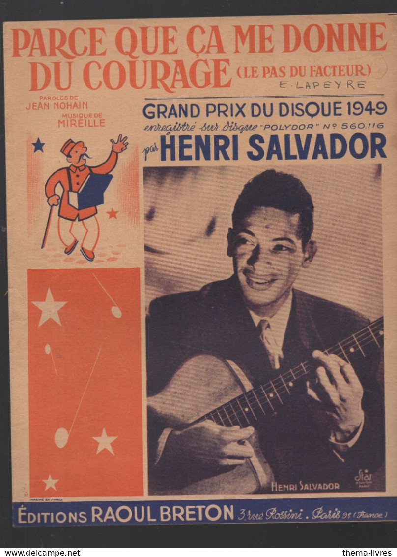 Partition HENRI SALVADOR  Parce Qe ça Me Donne Du Courage   1948  (CAT 7005) - Chant Soliste