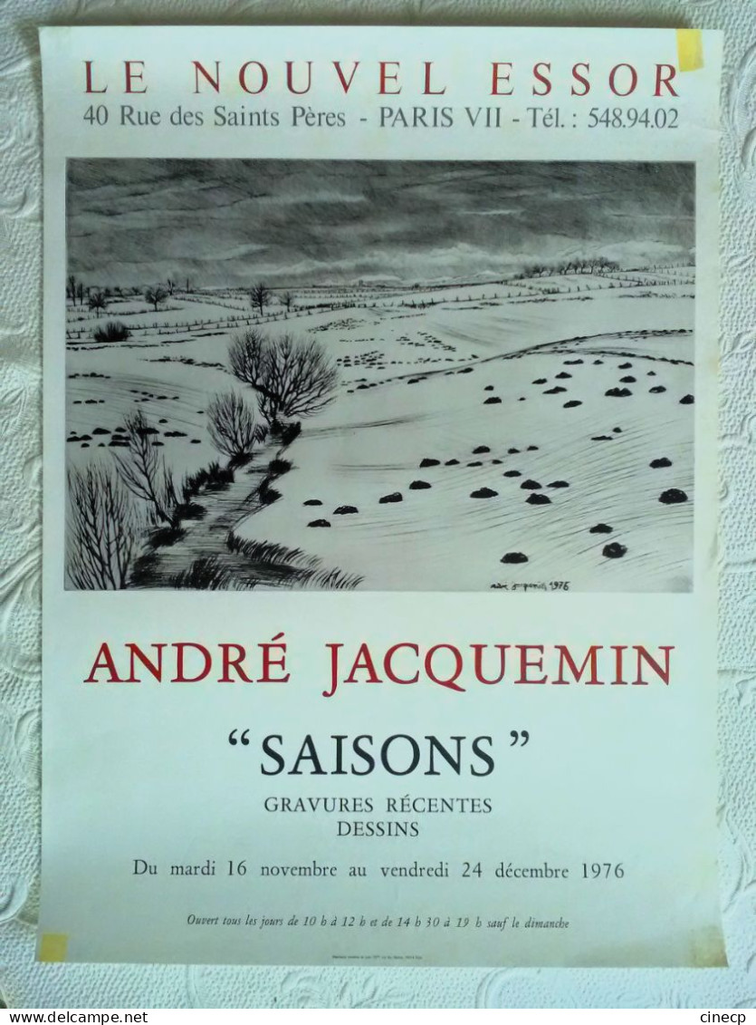 BELLE AFFICHE ANCIENNE ORIGINALE PEINTRE André JACQUEMIN EXPOSITION SAISONS 1976 Galerie Le Nouvel Essor Paris Paysage - Affiches