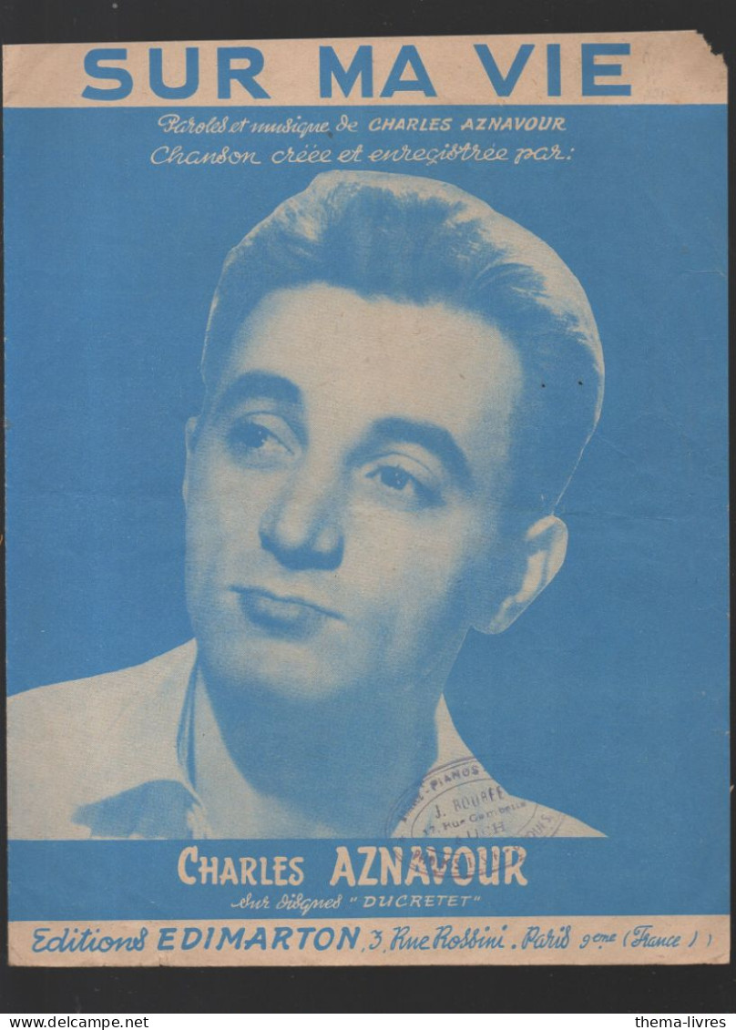 Partition CHARLES AZNAVOUR   Sur Ma Vie   1955  (CAT 7006) - Canto (solo)