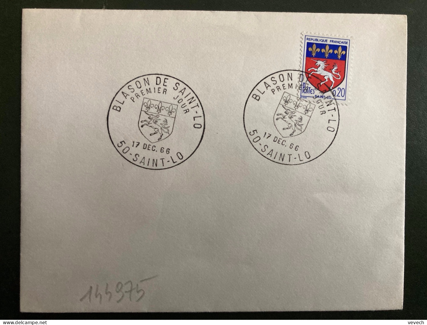 LETTRE TP ST LO 0,20 OBL.17 DEC 66 50 SAINT-LO PREMIER JOUR - 1941-66 Escudos Y Blasones