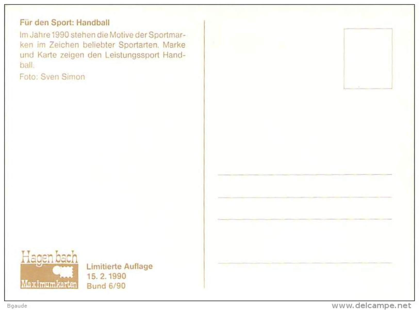 ALLEMAGNE BUND Carte Maximum Num.Yvert 1281 HAND BALL  SPORT - Andere & Zonder Classificatie