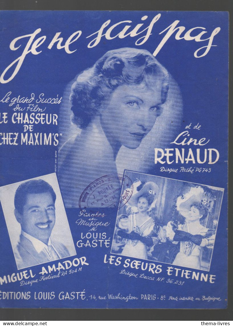 Partition LINE RENAUD  Je Ne Sais Pas  1953   ( CAT 7009) - Vocals