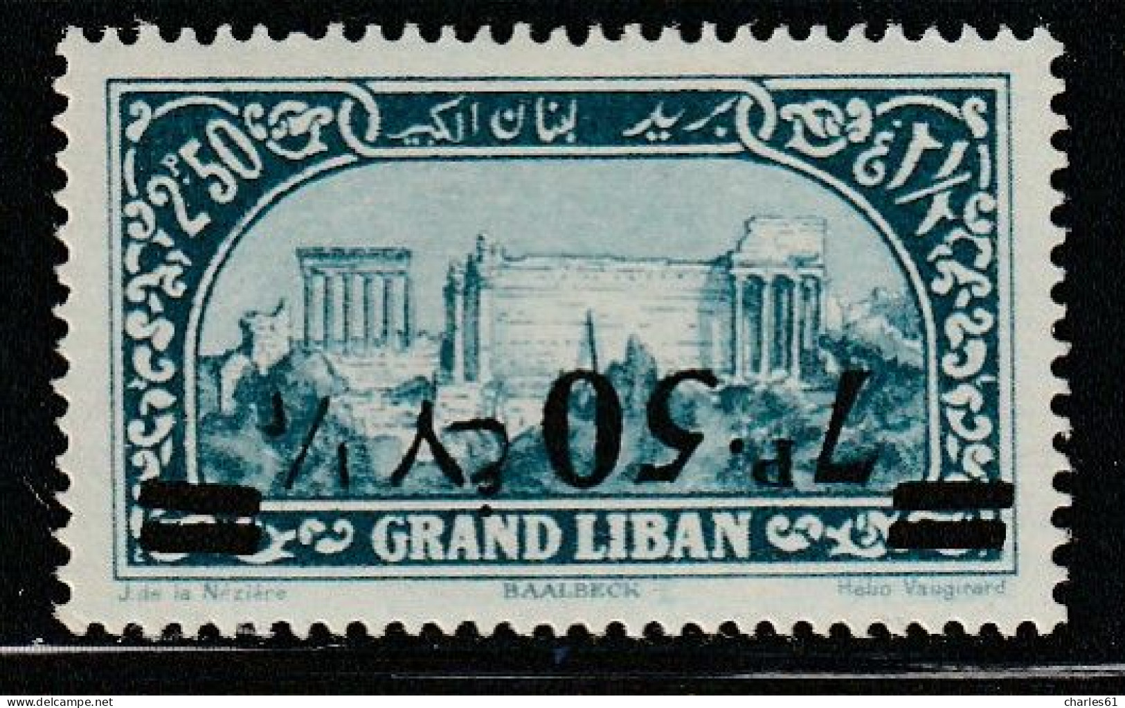 GRAND LIBAN - N°78a ** (1926) VARIETE : Surcharge Renversée . - Neufs