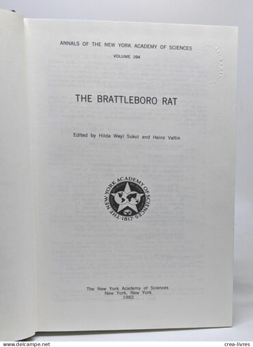 Annals Of The New York Academy Of Sciences: The Brattleboro Rat - Sciences