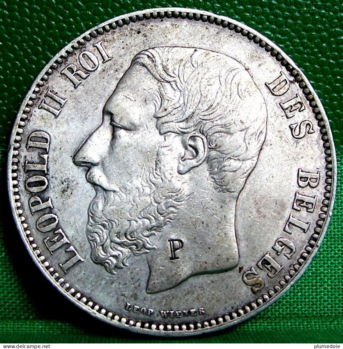 CONTREMARQUEE ,  5 F ARGENT 1874 , LEOPOLD II ROI DES BELGES, BELGIQUE , BELGIUM 5 FRANCS SILVER COIN  CURIOSA - 5 Frank