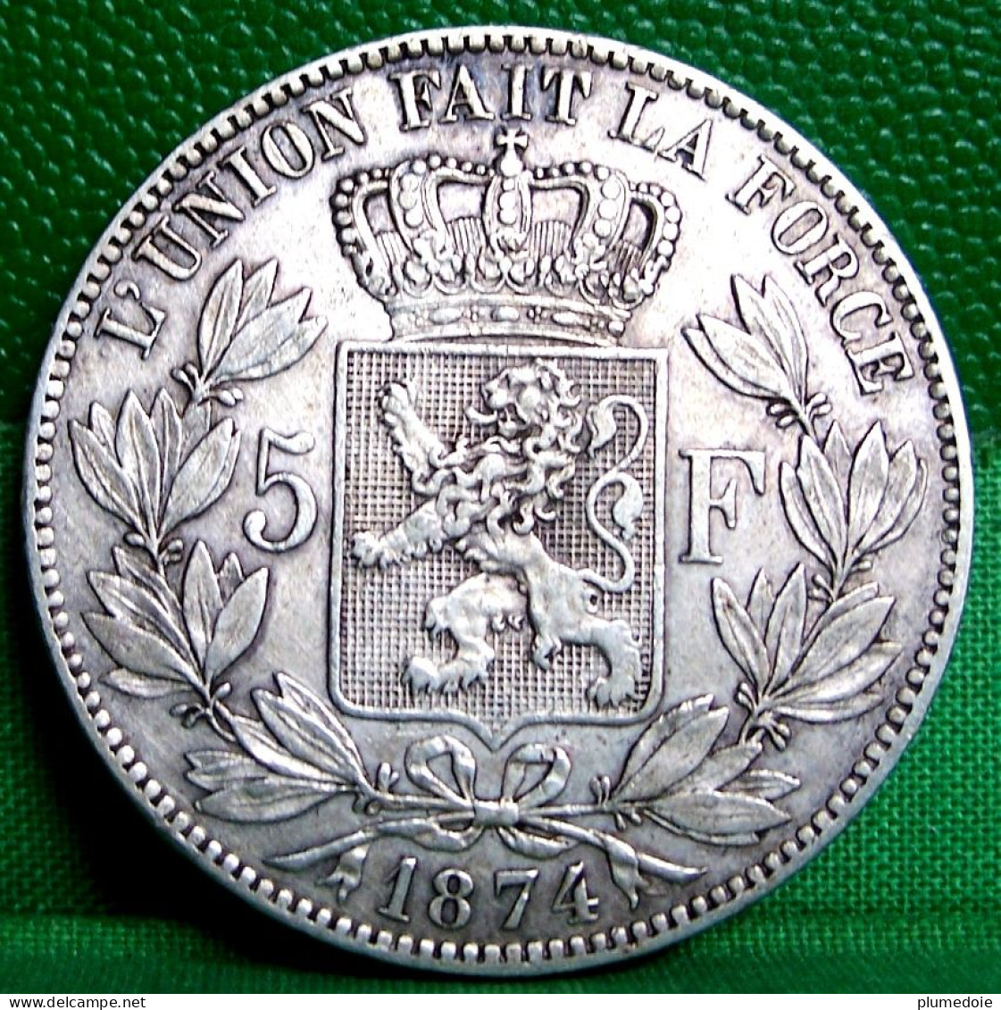 CONTREMARQUEE ,  5 F ARGENT 1874 , LEOPOLD II ROI DES BELGES, BELGIQUE , BELGIUM 5 FRANCS SILVER COIN  CURIOSA - 5 Francs