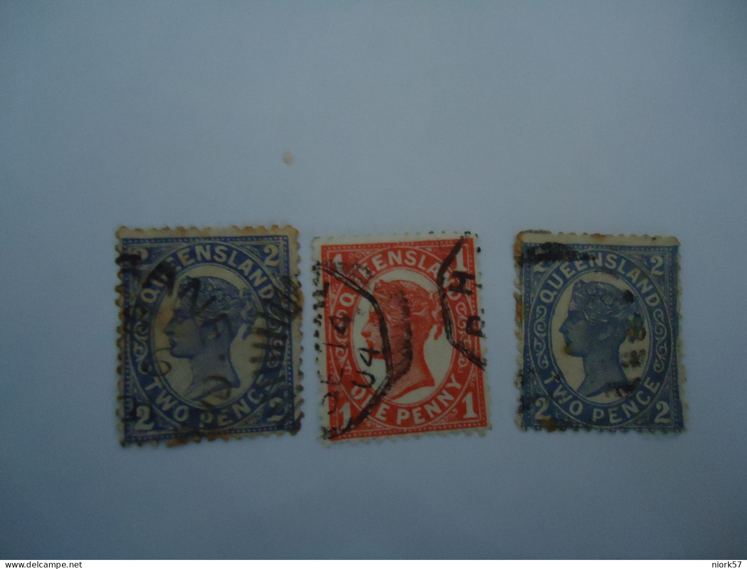 QUEENSLAND USED 3 STAMPS  1897  QUEEN WITH POSTMARK - Sonstige & Ohne Zuordnung