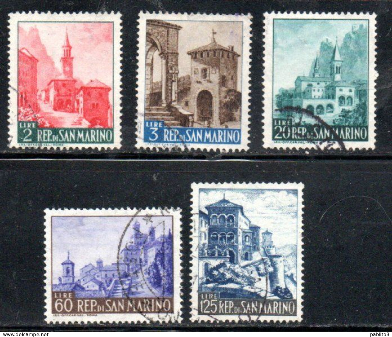 REPUBBLICA DI SAN MARINO 1957 VEDUTE VIEWS SERIE COMPLETA COMPLETE SET USATO USED OBLITERE' - Neufs