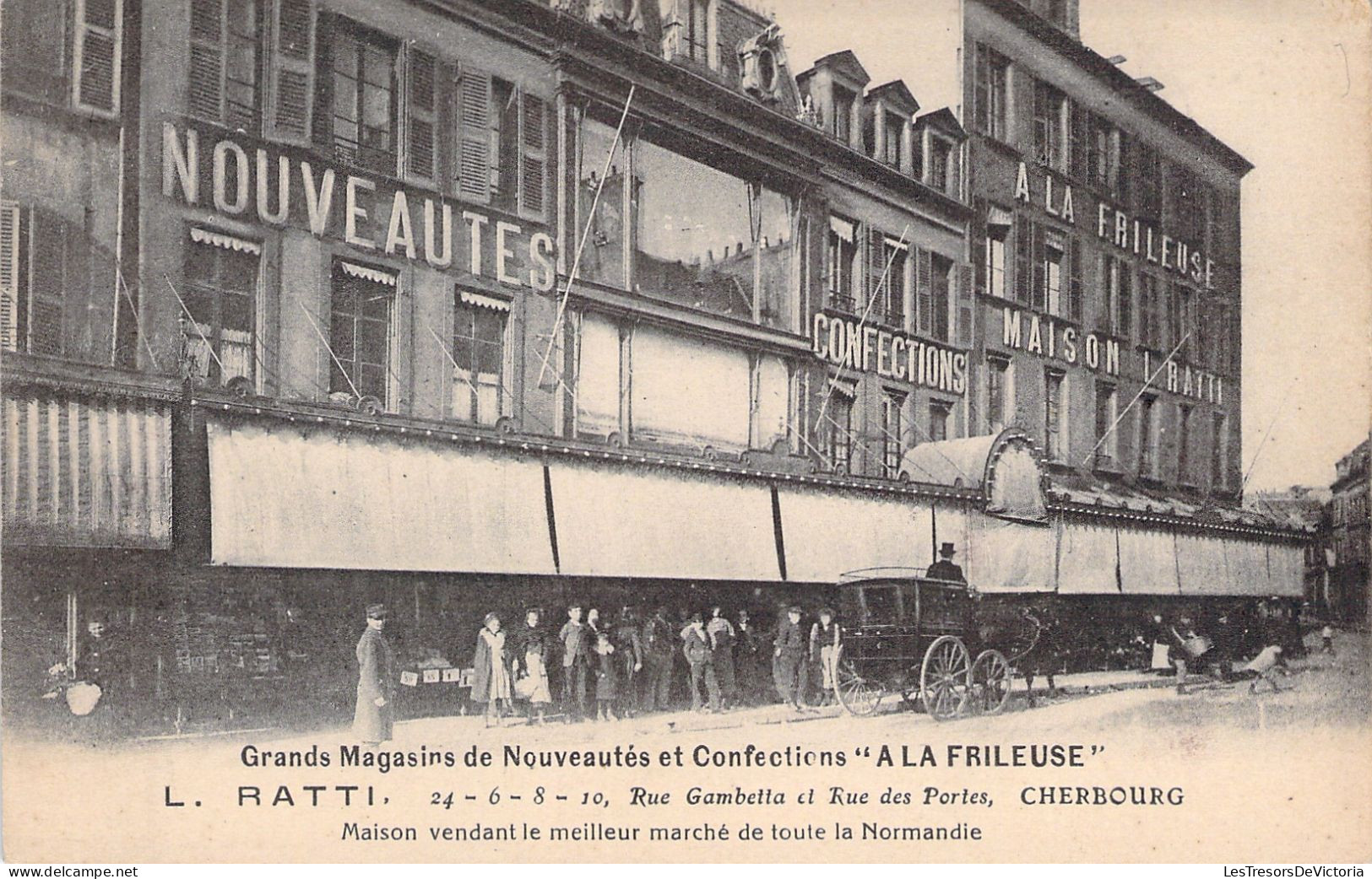 FRANCE - Cherbourg - Grands Magasins De Nouveautés Et Confections A La Frileuse - Animé - Carte Postale Ancienne - Cherbourg