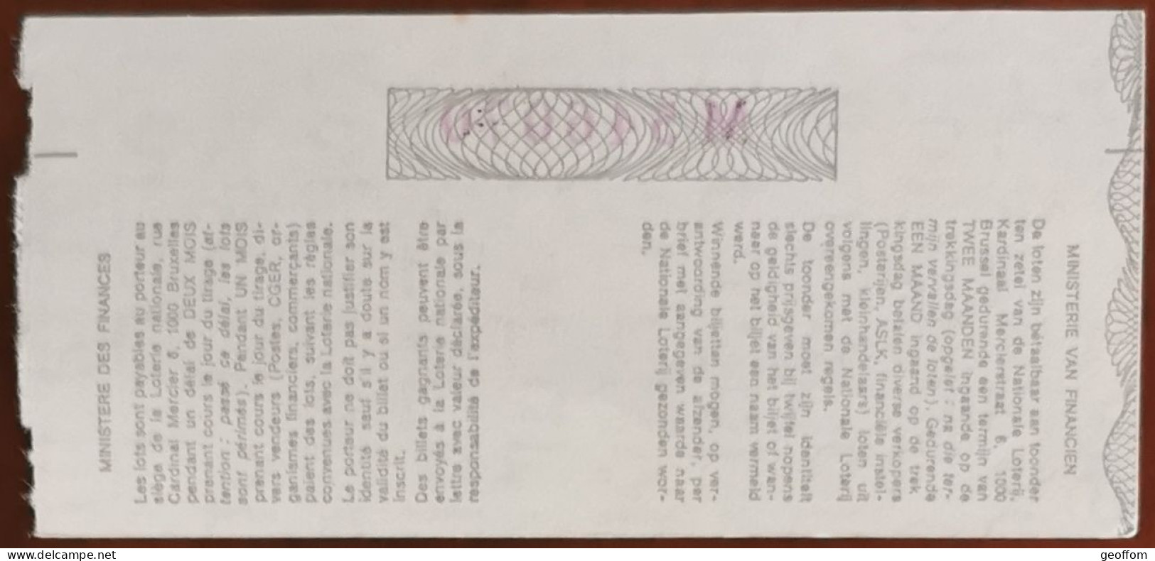 Billet De Loterie Nationale Belgique 1986 8e Tranche Du Ski - 19-2-1986 - Billetes De Lotería