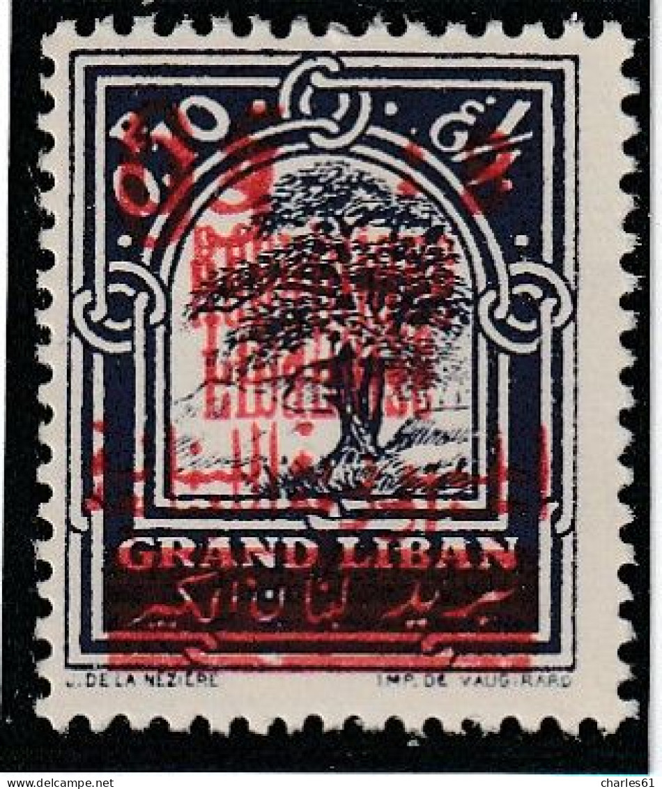 GRAND LIBAN - N°116b ** (1928-29) VARIETE : Double Surcharge . - Neufs