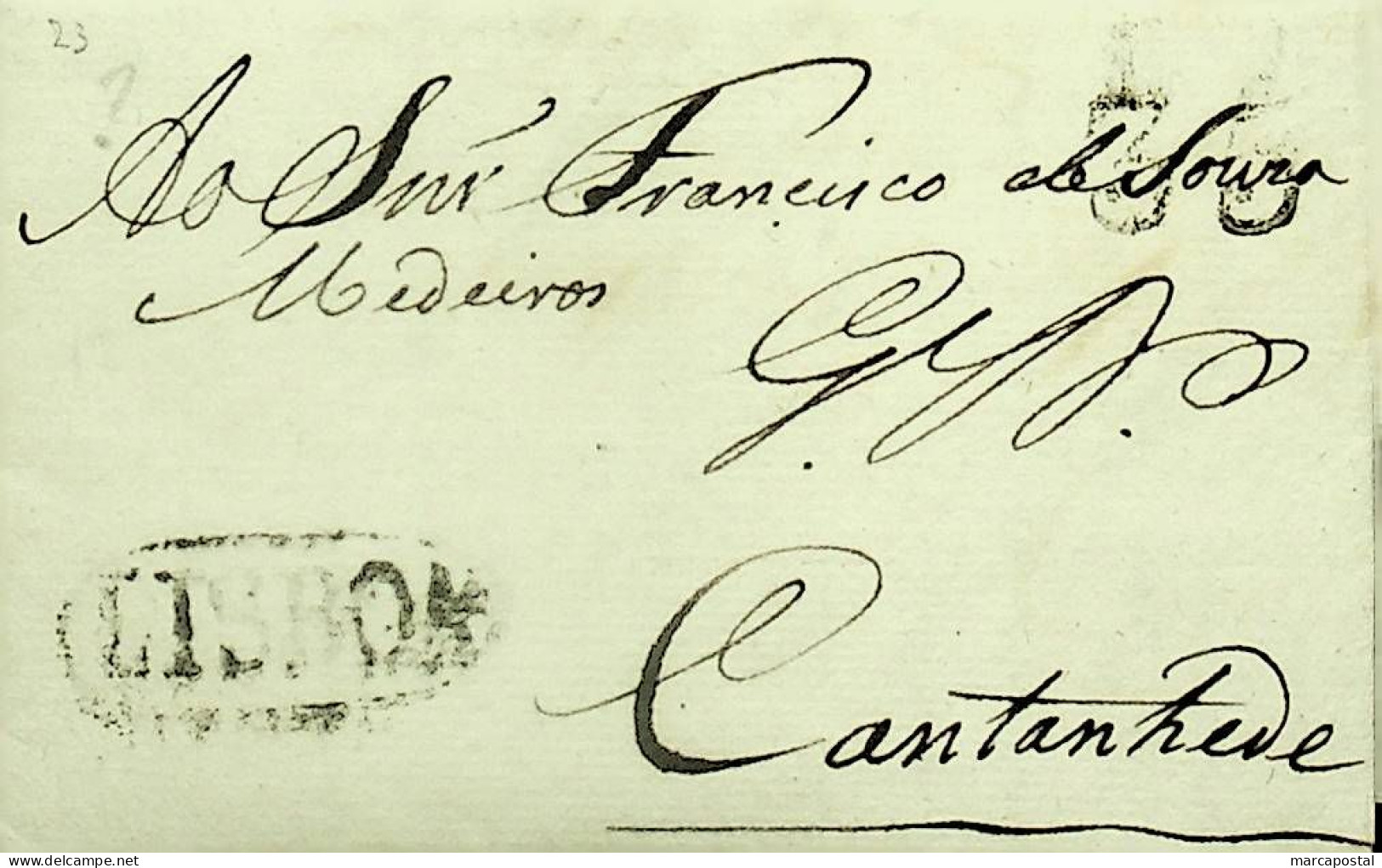 1823 Portugal Carta Pré-filatélica LSB 4 «LISBOA» Preto - ...-1853 Voorfilatelie