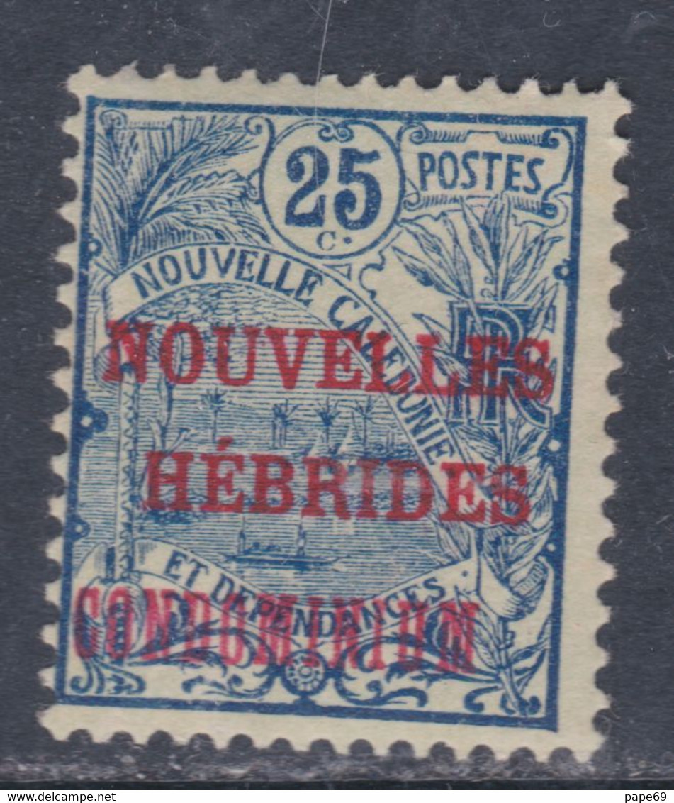 Nouvelles Hébrides N° 17 X Partie De Série : 25 C. Bleu Sur Verdâtre Légende Française, Trace De Charnière, TB - Unused Stamps