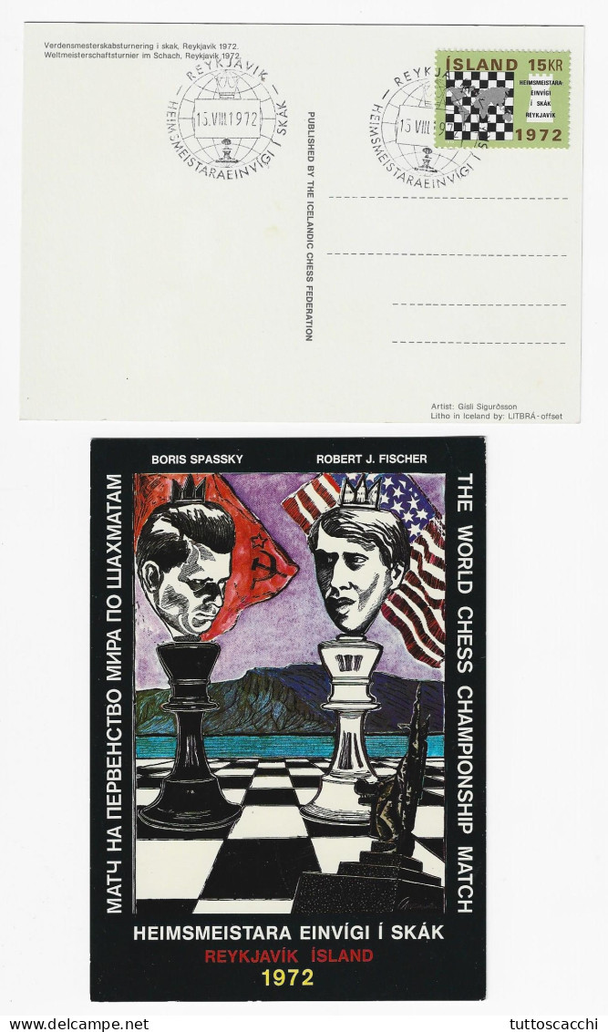 CHESS FDC Iceland 1972 Match Fischer-Spassky - Postcard - Schach