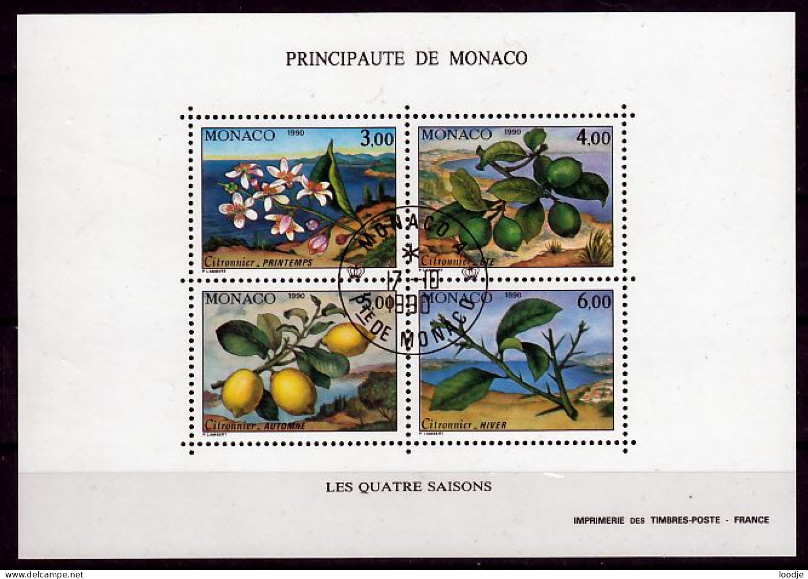 Monaco Blok Mi 49 Vier Jaargetijden  Gestempeld - Used Stamps