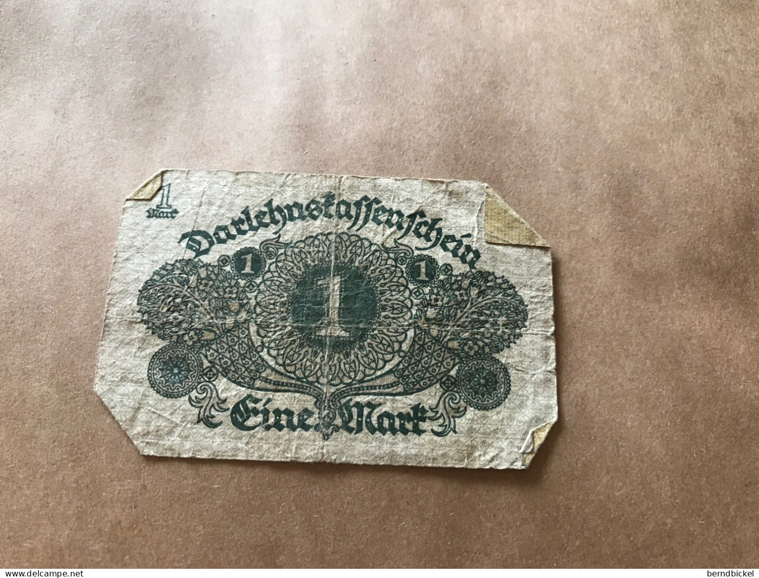 Banknote Geldschein Darlehenskassenschein Deutsches Reich 1 Mark 1920 - Imperial Debt Administration