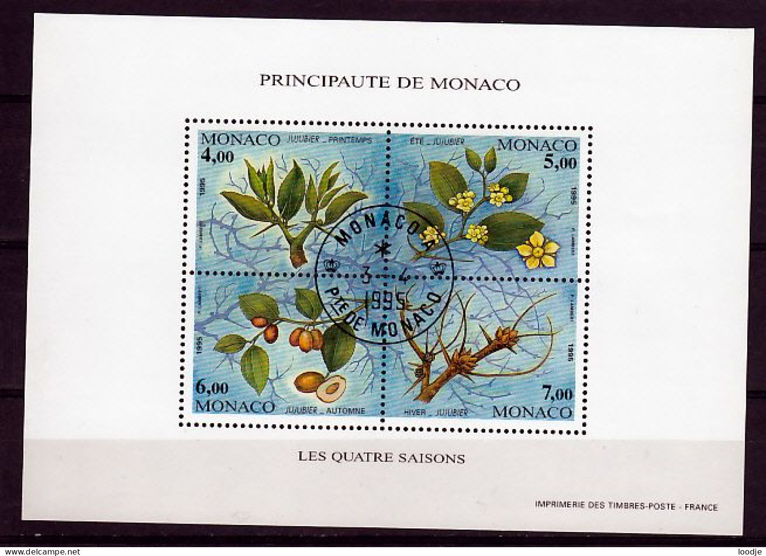 Monaco Blok Mi 66 Vier Jaargetijden   Gestempeld - Used Stamps