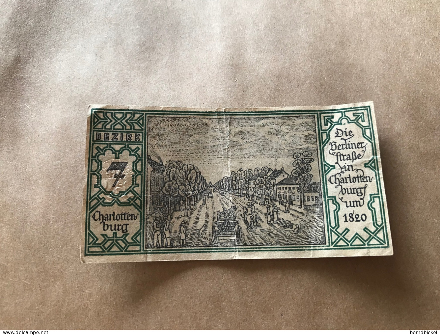 Banknote Geldschein Notgeld Deutsches Reich 50 Pfennig 1921 Berlin Charlottenburg - Zwischenscheine - Schatzanweisungen