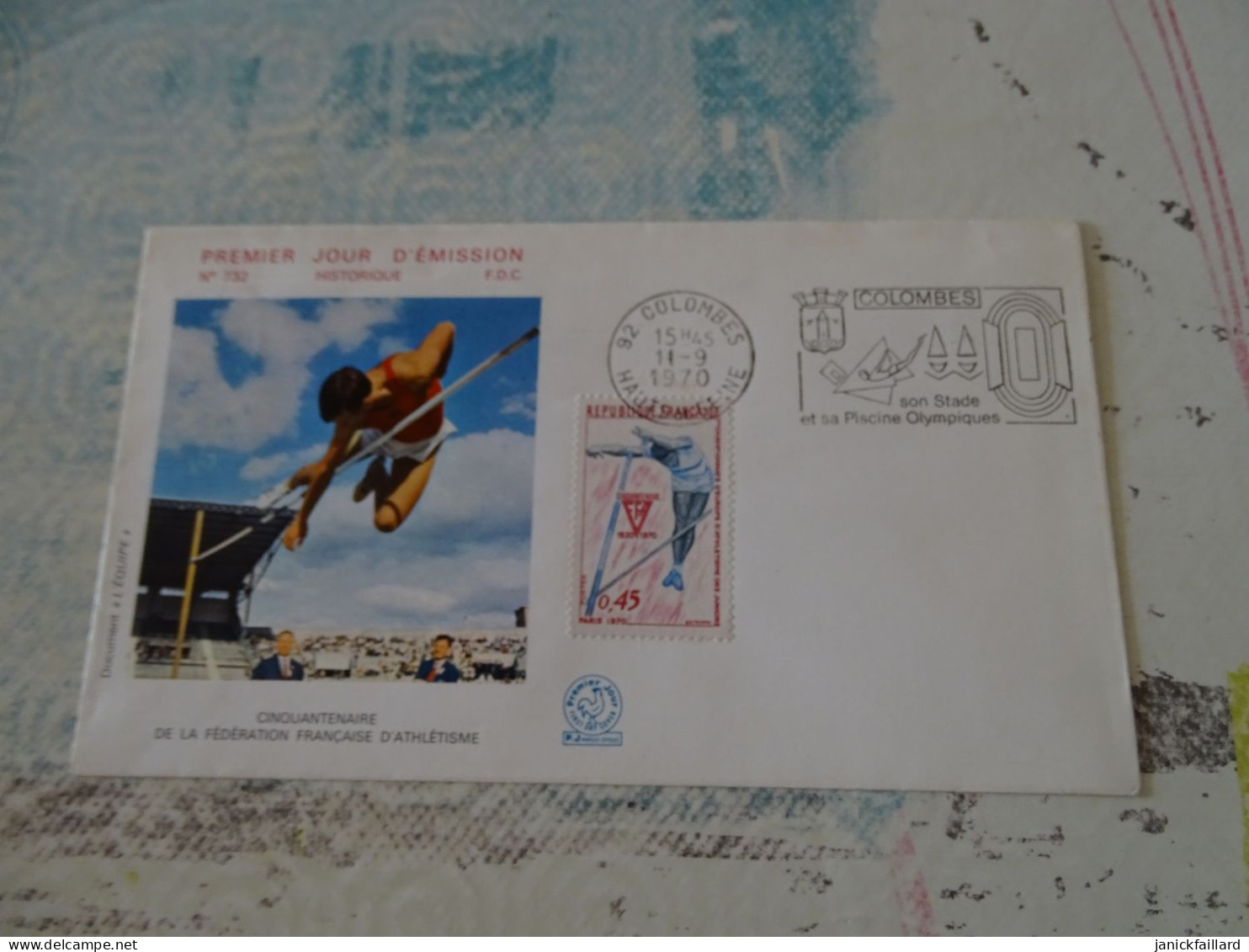 Enveloppe Premier Jour   1970 - Cinquantenaire De La Fédération Française D'athlétisme - Collections (sans Albums)