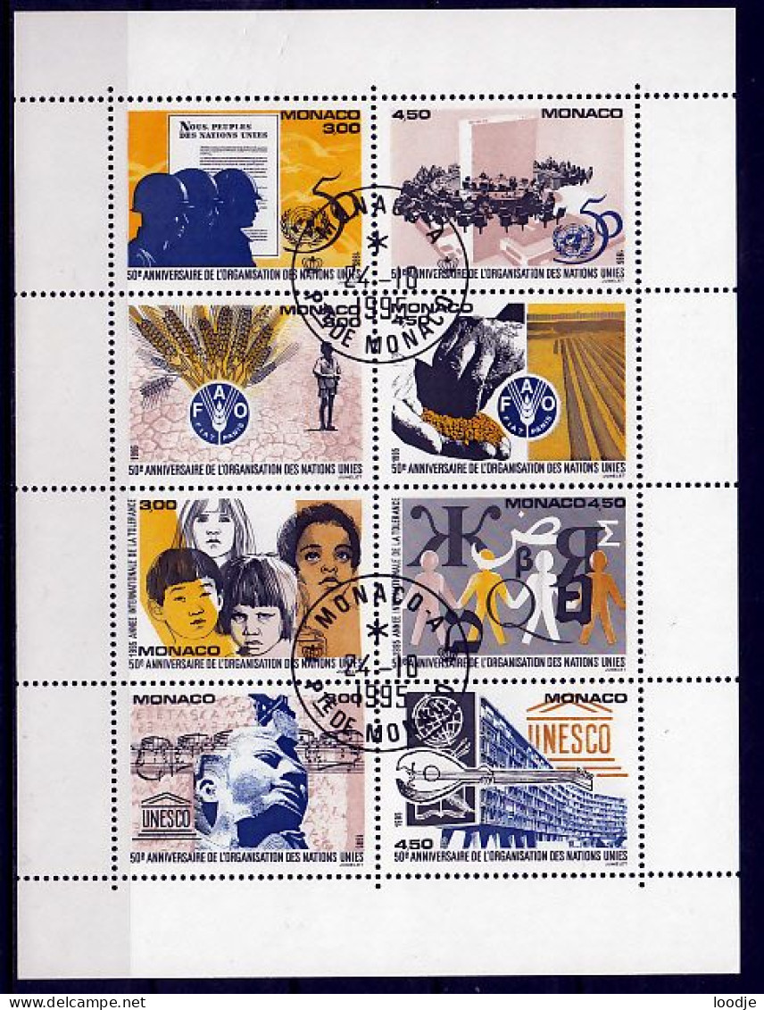 Monaco Mi 2247,2254 Kleinbogen UNO  Gestempeld - Used Stamps