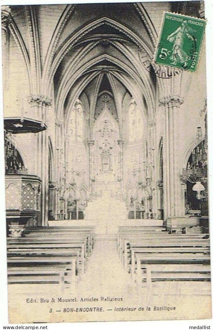 LOT DE 2 CPA..47..BON ENCONTRE..LOT ET GARONNE..LA BASILIQUE..ET INTERIEUR - Bon Encontre