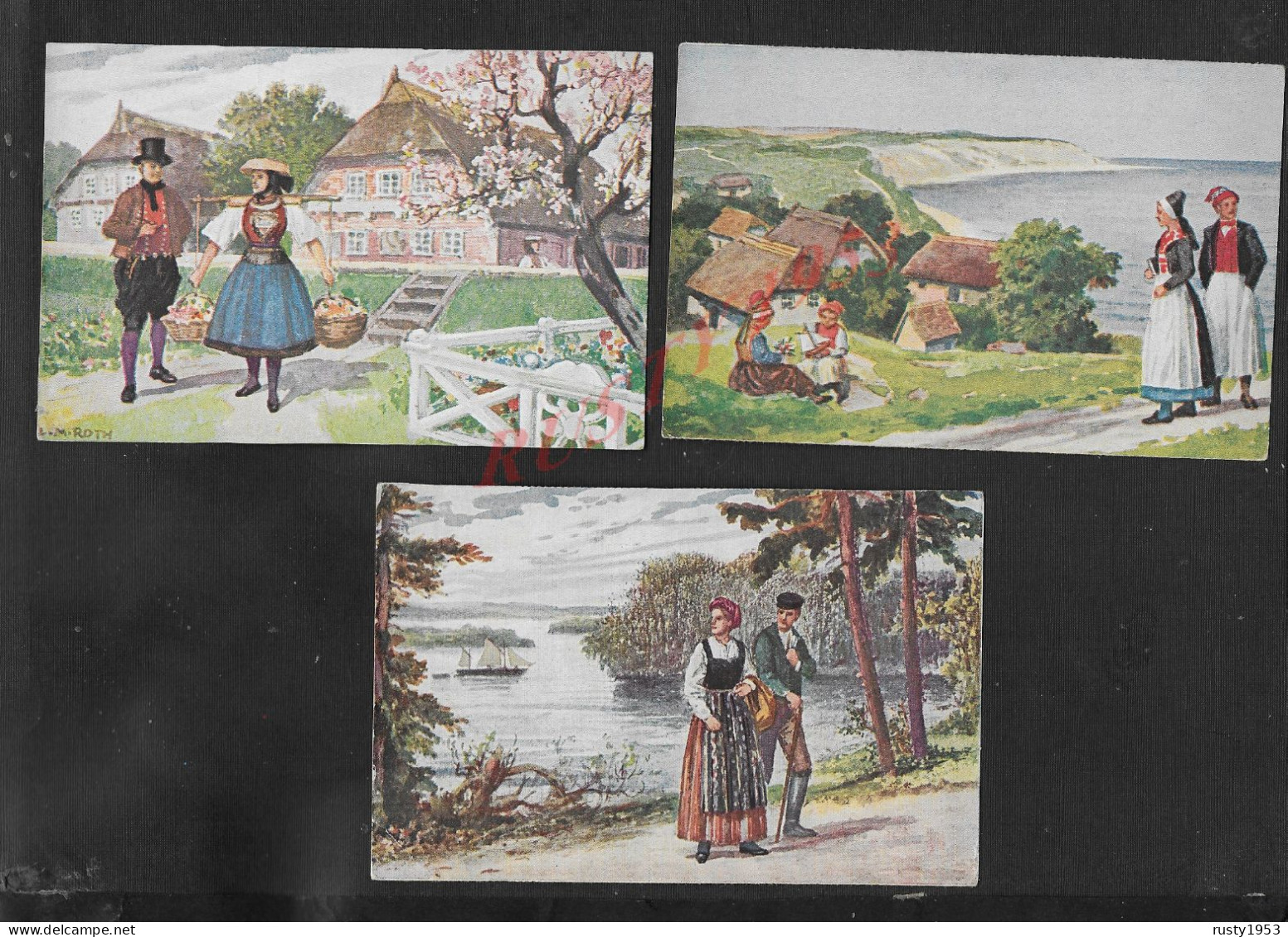 ALLEMAGNE SERIE 10 CPA TRACHTEN BÛCKEBURG BAYERN WÛRTTEMBERG OSTPREUBEN RÛGEN VIERLANDEN ELSAB HESSEN THÛTINGEN - Collections & Lots