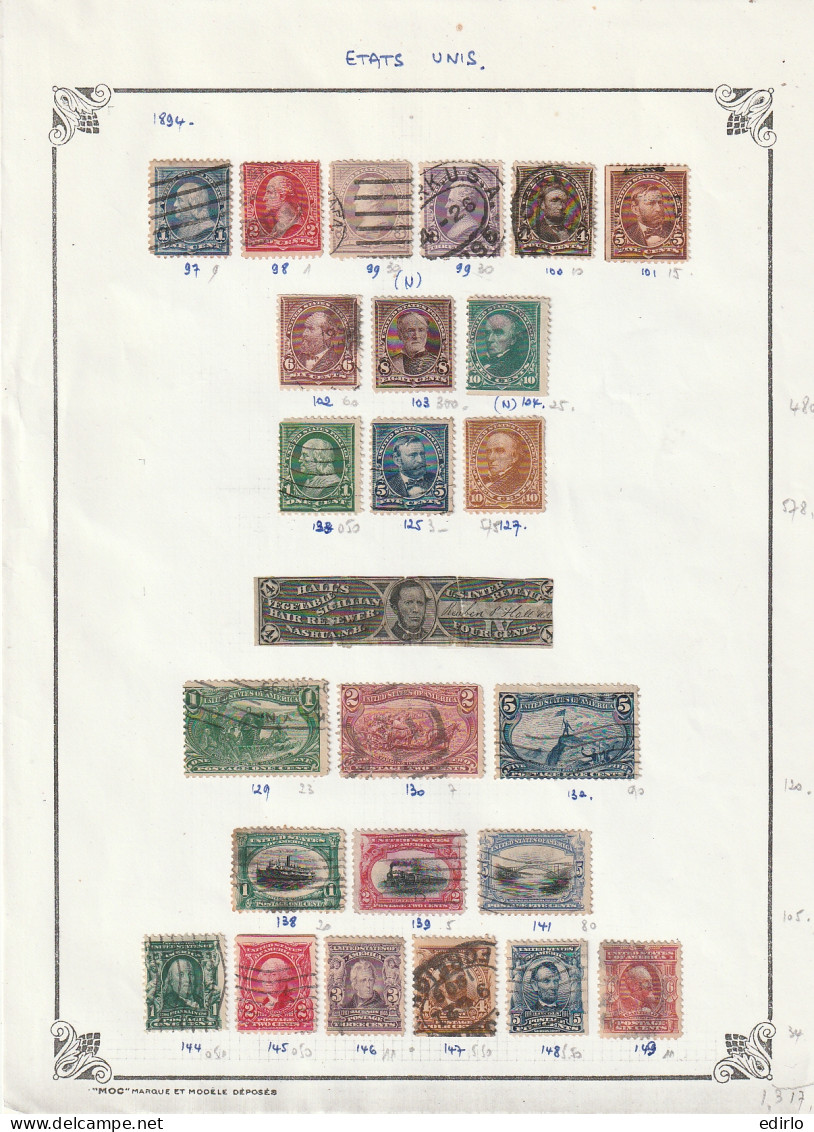 /// ETATS UNIS  ///  Lot Premiers Timbres Côt Superieure 250€ (le Timbre Neuf Est Sans Gomme) - Used Stamps