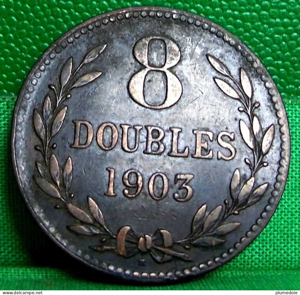 GRANDE BRETAGNE MONNAIE REGIONALE  GUERNESEY 8 DOUBLES 1903 H , HEATON , UK OLD COIN GUERNSEY - Channel Islands