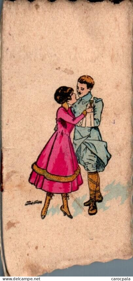 1918 Belle Illustration Style Sager Comme Peint à La Main Femme Et Soldat (magasin Ramonet Caen) - Petit Format : 1901-20