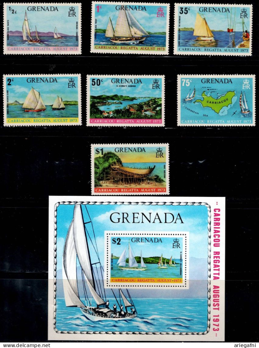 GRENADA 1973 CARRIACOU SAILING REGATTA MI No 525-31+BLOCK 29 MNH VF!! - Grenada (...-1974)