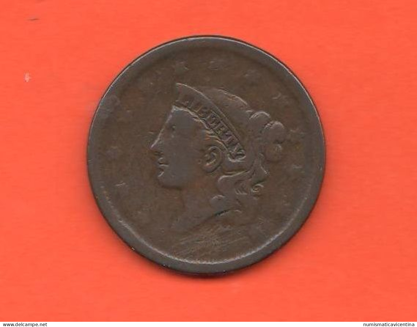 America One Cent Braided Hair USA 1838 ?? Copper Coin - 1840-1857: Braided Hair