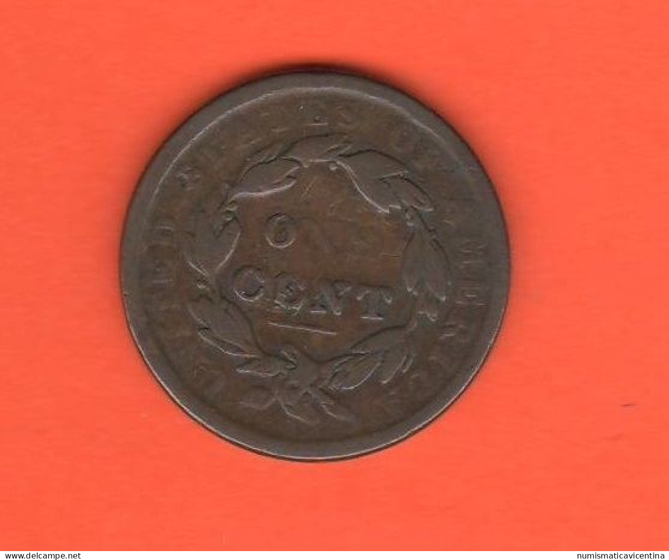 America One Cent Braided Hair USA 1838 ?? Copper Coin - 1840-1857: Braided Hair