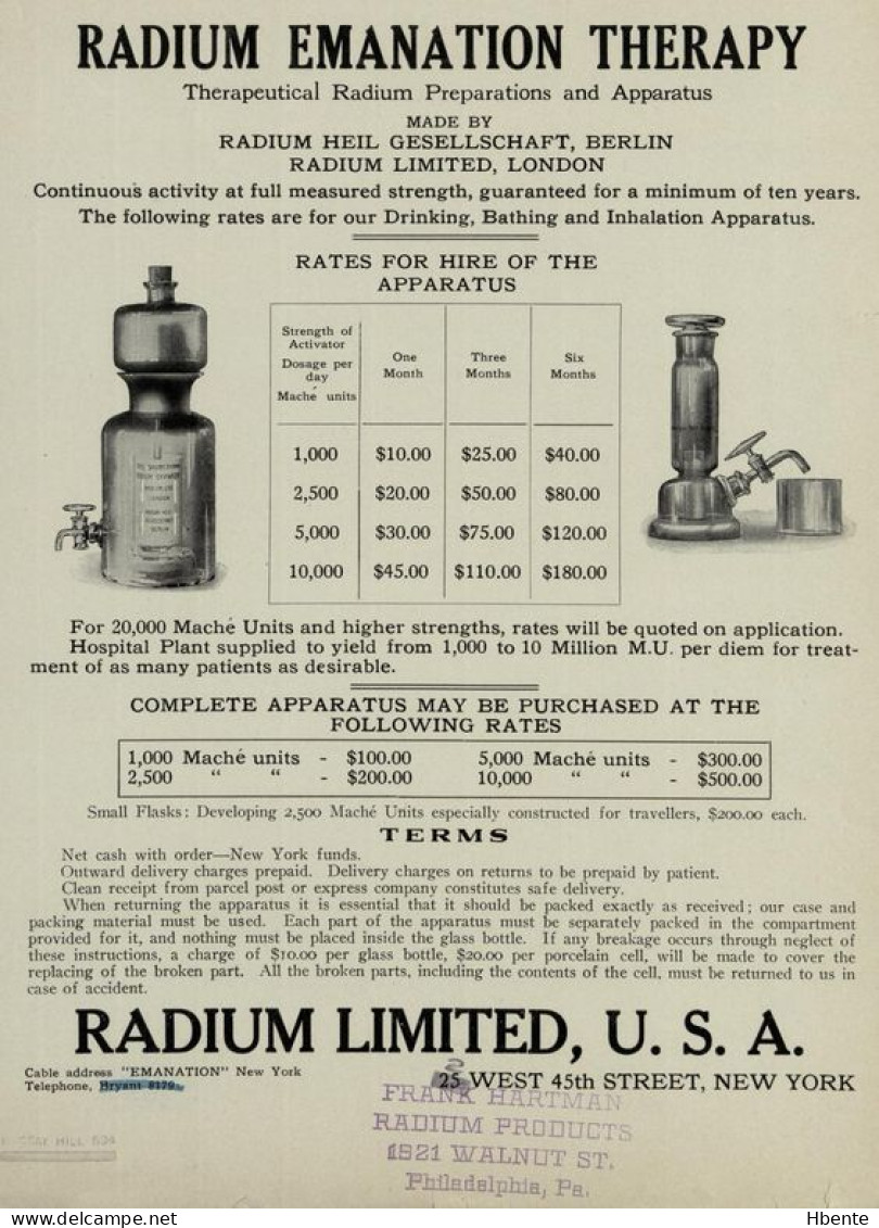 Radium Emanation Therapy USA (Photo) - Objects