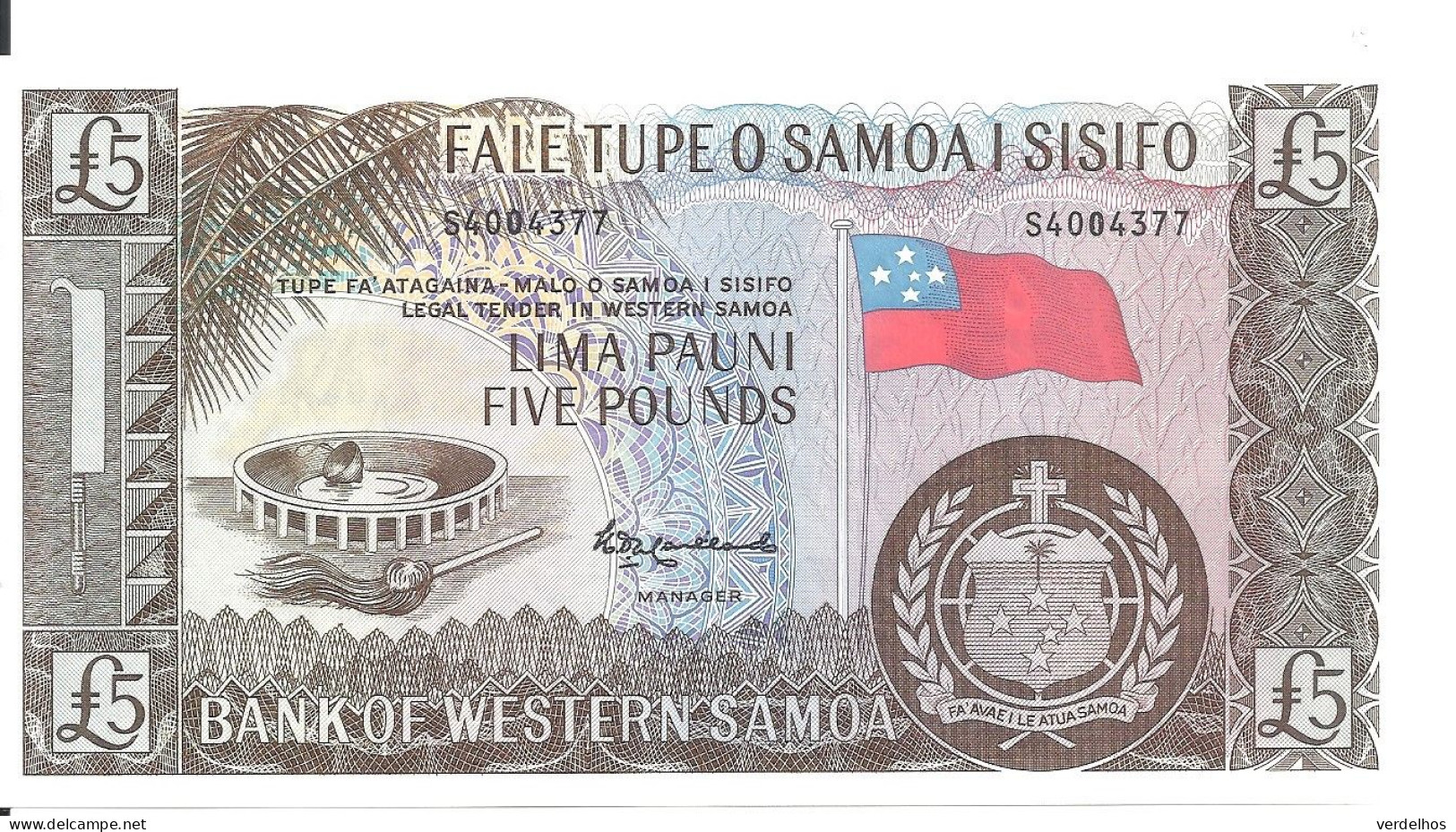 SAMOA 5 PAUNI ND2020 UNC P 15C S - Samoa