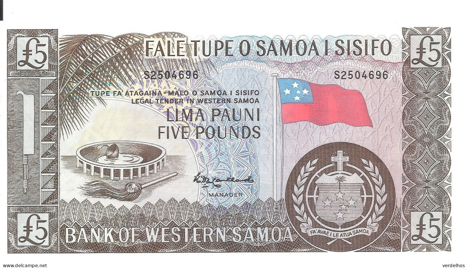 SAMOA 5 PAUNI ND2020 UNC P 15C S - Samoa