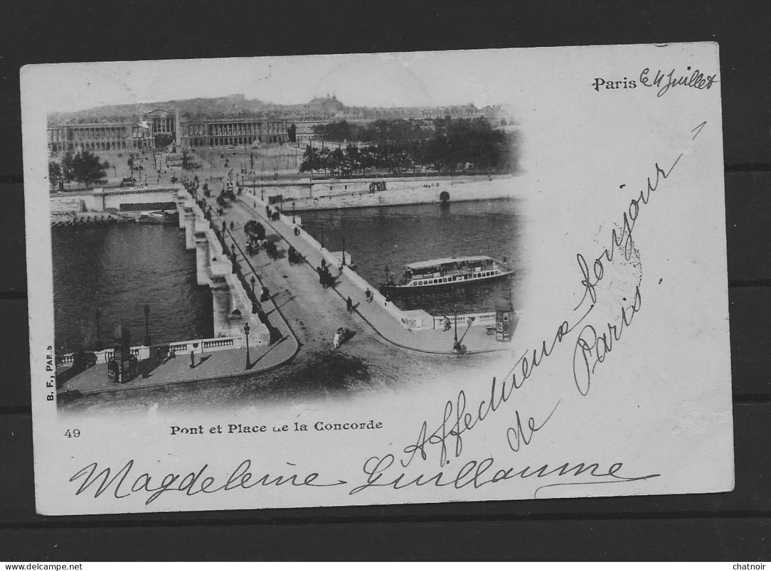 PARIS   Pont Et Place De La Concorde + 5c Blanc Oblit  " PARIS  GARE DU SUD OUEST" (austerlitz) 1902 - Autres & Non Classés