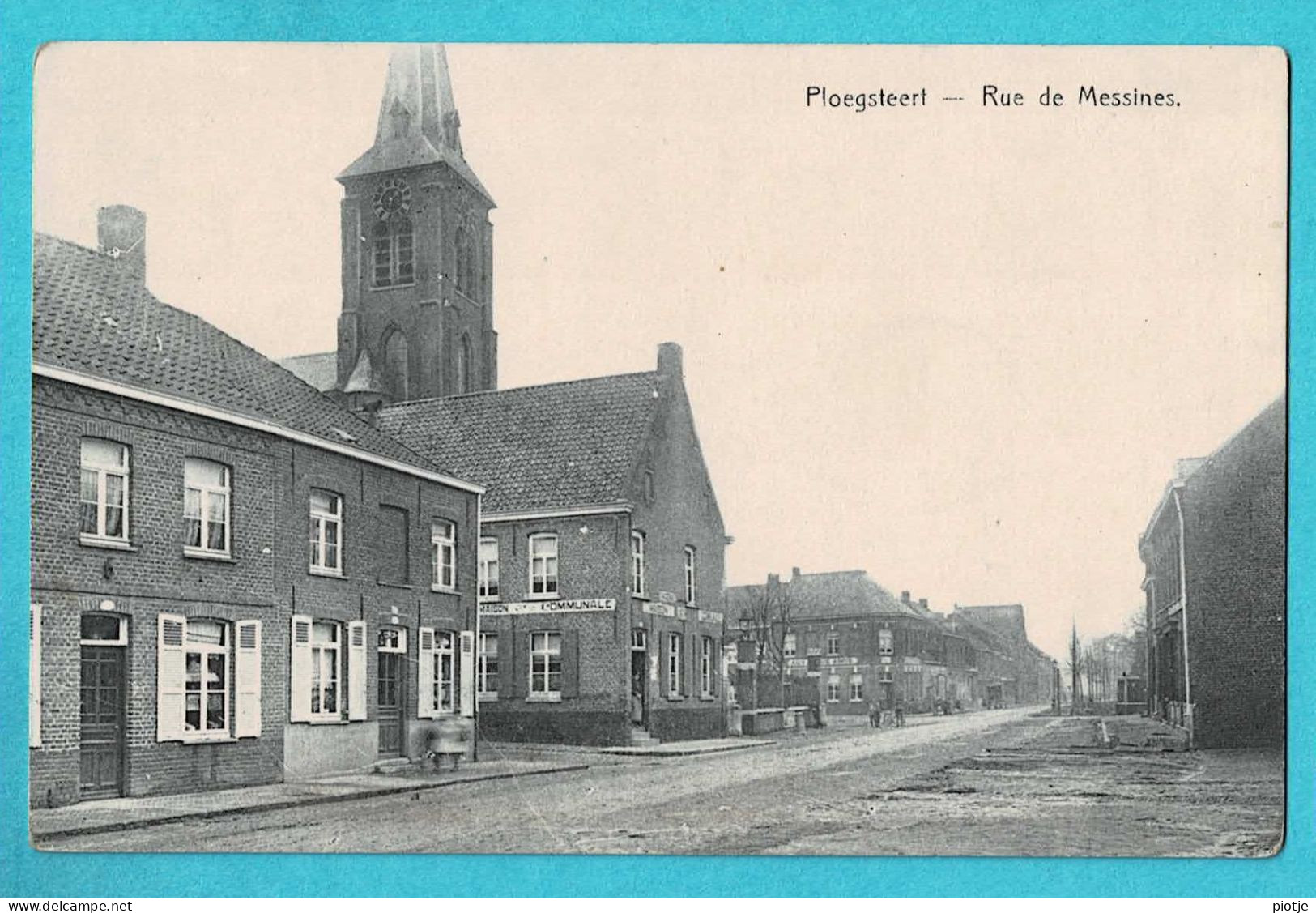 * Ploegsteert - Komen Waasten (Hainaut - Wallonie) * Rue De Messines, Café, église, Unique, Zeldzaam, TOP, Rare - Comines-Warneton - Komen-Waasten