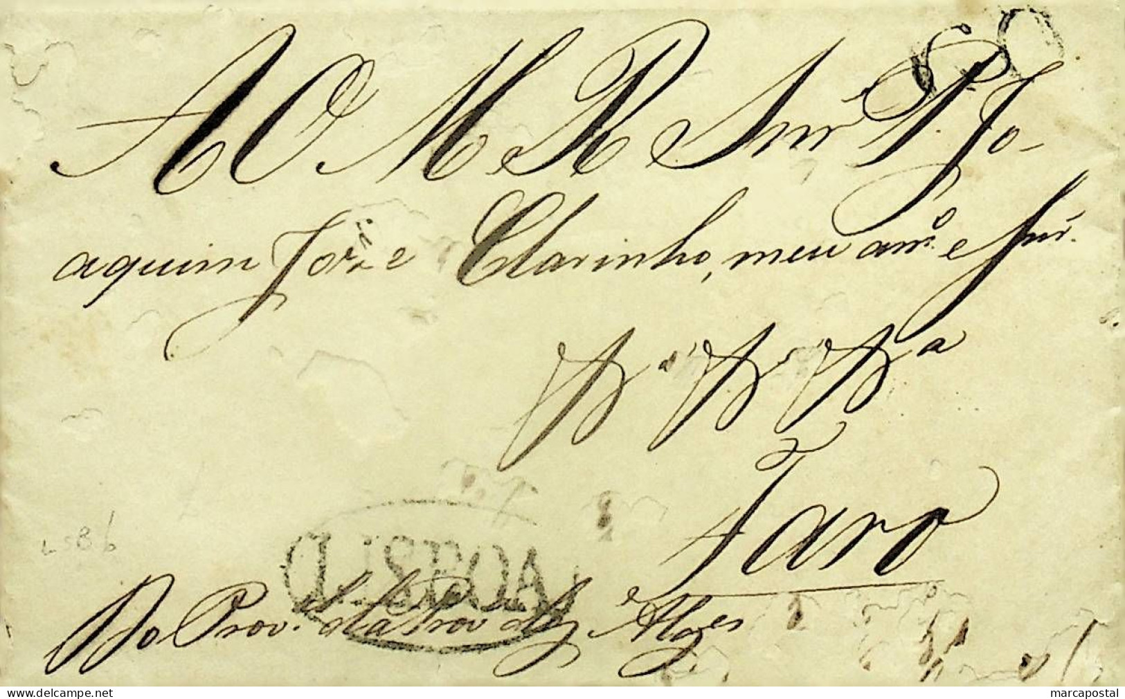 1821 Portugal Carta Pré-filatélica LSB 3 «LISBOA» Preto - ...-1853 Prefilatelia