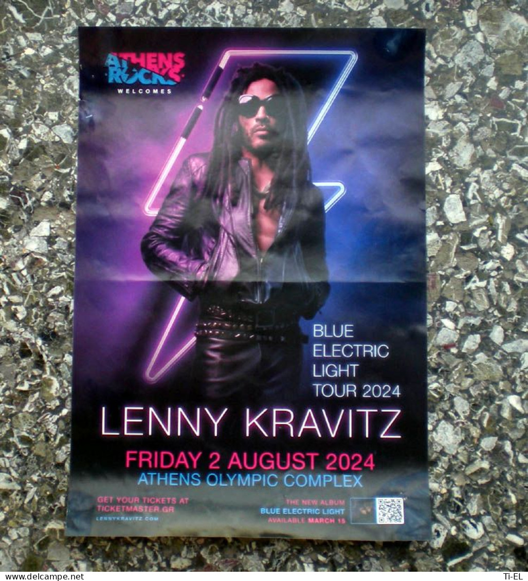 LENNY KRAVITZ: Original Poster For His Forthcoming Concert In Athens, Greece On 2.Aug.2024 - Manifesti & Poster