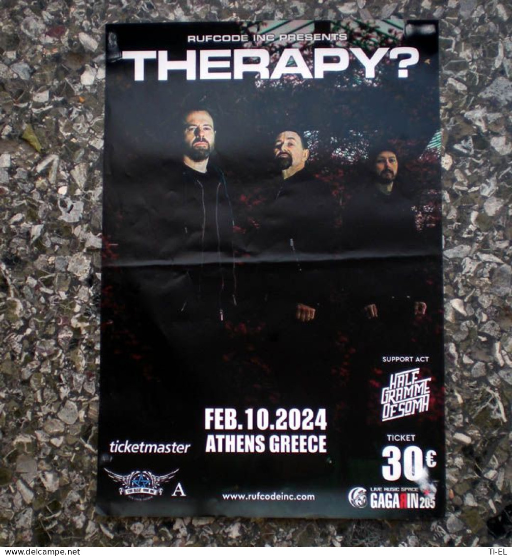 THERAPY?: Original Poster For Their Forthcoming Concert In Athens, Greece On 10.Feb.2024 - Manifesti & Poster