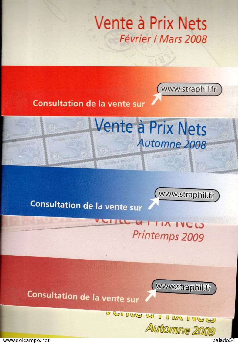 MARCOPHILIE POSTAL STRAPHIL - VENTE à PRIX NETS Lot De 4 Brochures Automne / Printemps 2008 Et 2009 - Cataloghi Di Case D'aste