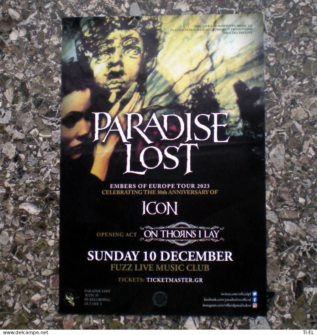PARADISE LOST: Original Poster For Their Concert In Athens, Greece On 10th.Dec.2023 - Posters