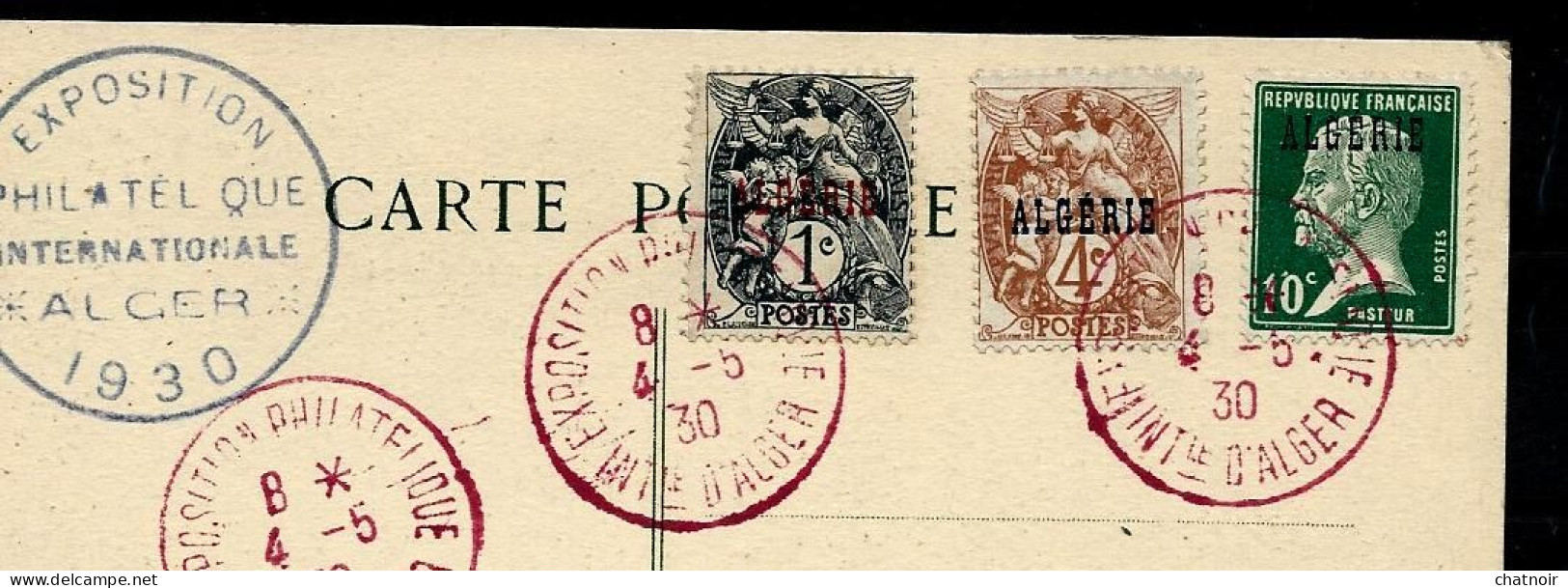 Centenaire De L 'algerie  Exposition 1930 Afrique Du Nord + Cachet Expo + TYPE BLANC Et PASTEUR Surch "algerie" - Sonstige & Ohne Zuordnung